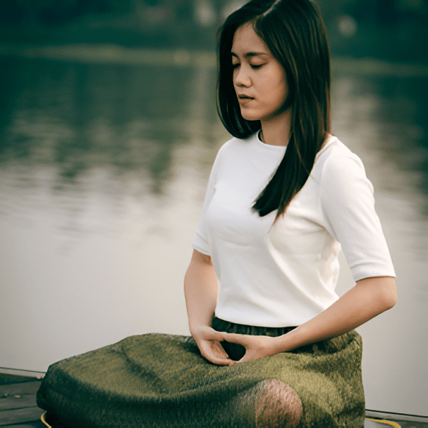 Calm reflection by lakeside