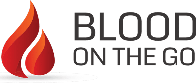 Blood On The Go text with flame logo
