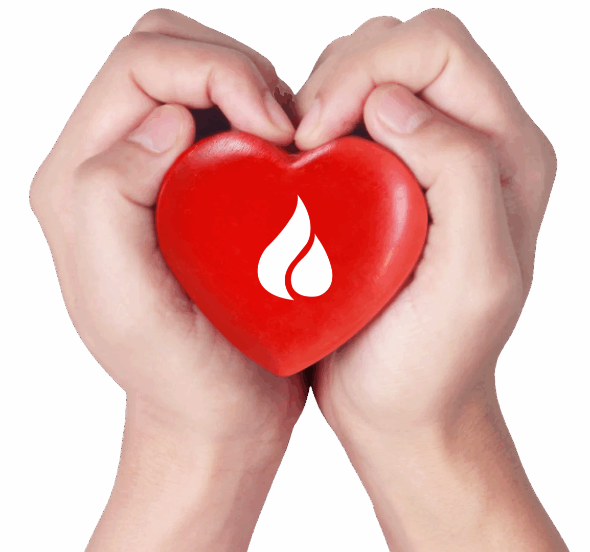 Heart with flame icon in hands