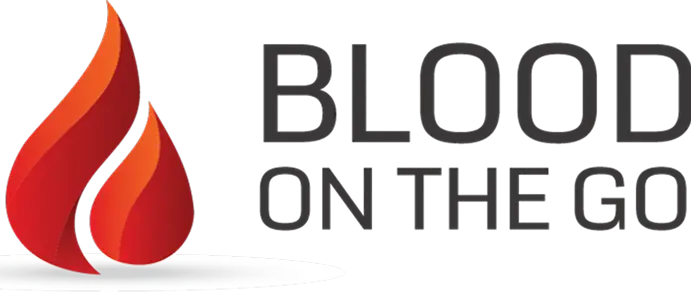 Flame logo with "Blood on the Go" text