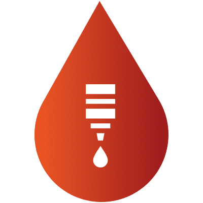 Red droplet with white syringe design