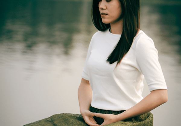 Calm reflection by lakeside